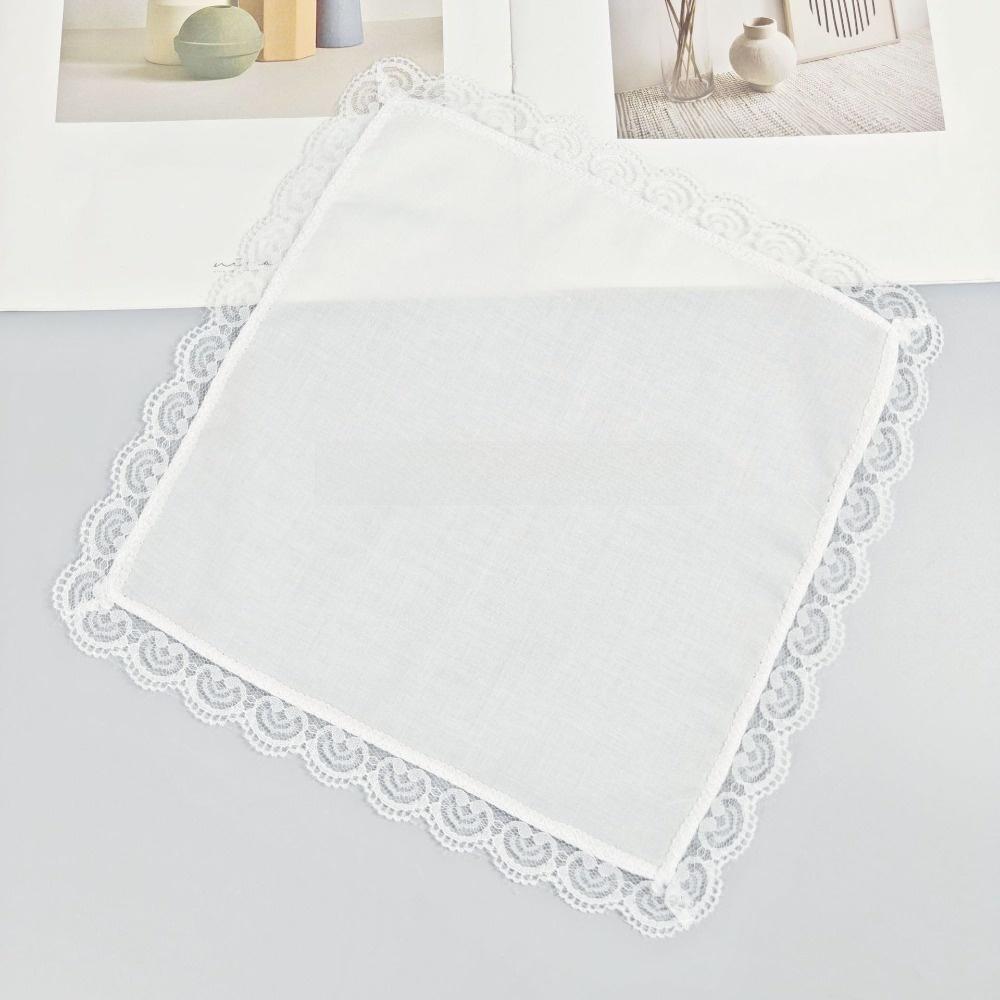 6Pcs Small Size Wedding Handkerchief Pure White Small Square Towel Elegant Lace Handkerchief