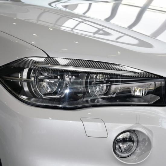 Carbon Fiber Headlight Eyelid Trim Cover Eyebrows For BMW X5 F15 2014-2018