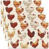 Placemats 4/6/8pc Retro Farm Animals Chicken Linen Table Mats Heat Resistant Washable Place Mats for Indoor Outdoor Family