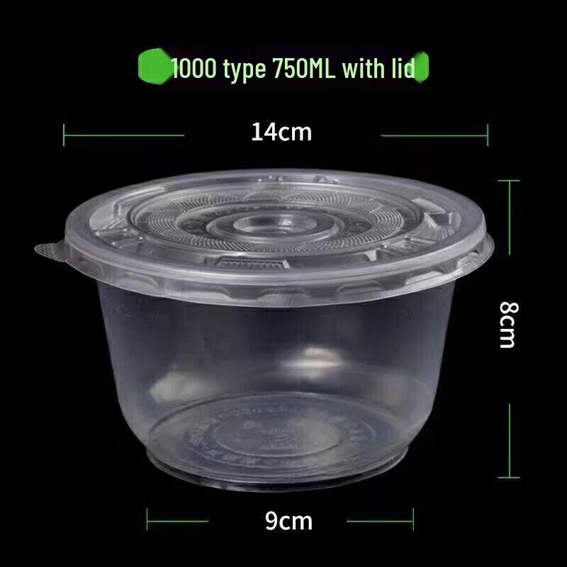 Disposable Thickened Transparent Plastic Round Bowls