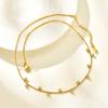 Dainty Round Snake Chain White Zircon Necklace,Gold Plated Women's Stainless Steel Necklaces,Fashion Charm Jewelry Gifts