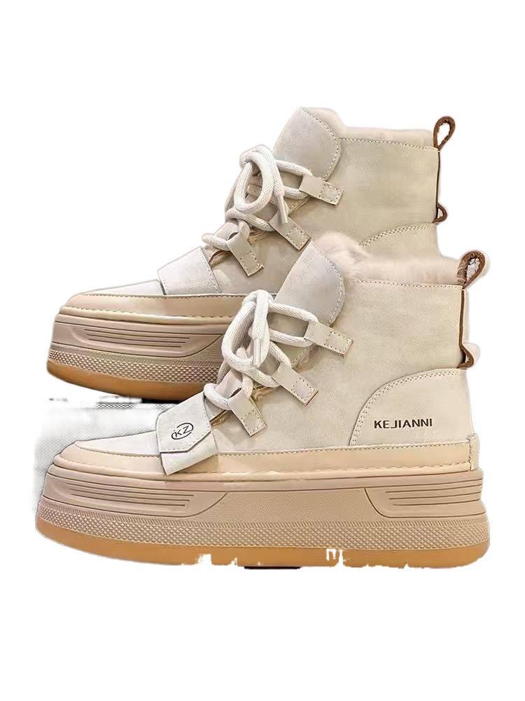 Women's Warm Mid-Calf Thick-Soled Snow Boots with Fur Lining