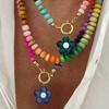 Bohemian Flower Pendant Necklace Ocean Style Choker Necklace New Rainbow Beaded Necklace  Women