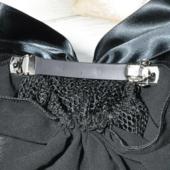 Lace Hair Clip Head Flower Faux Pearl Satin Bowknot Decor