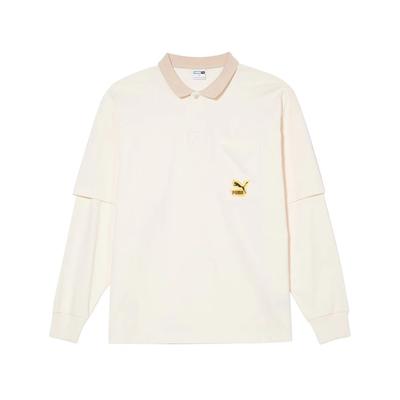 Classics Comfortable Long Sleeve Polo Shirt Men Tops Beige 539973-65