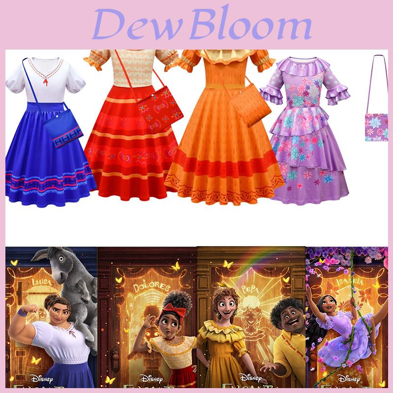 Abito da Principessa Mirabel di Encanto per Bambine per Feste in Costume e Cosplay Dettaglio Floreale