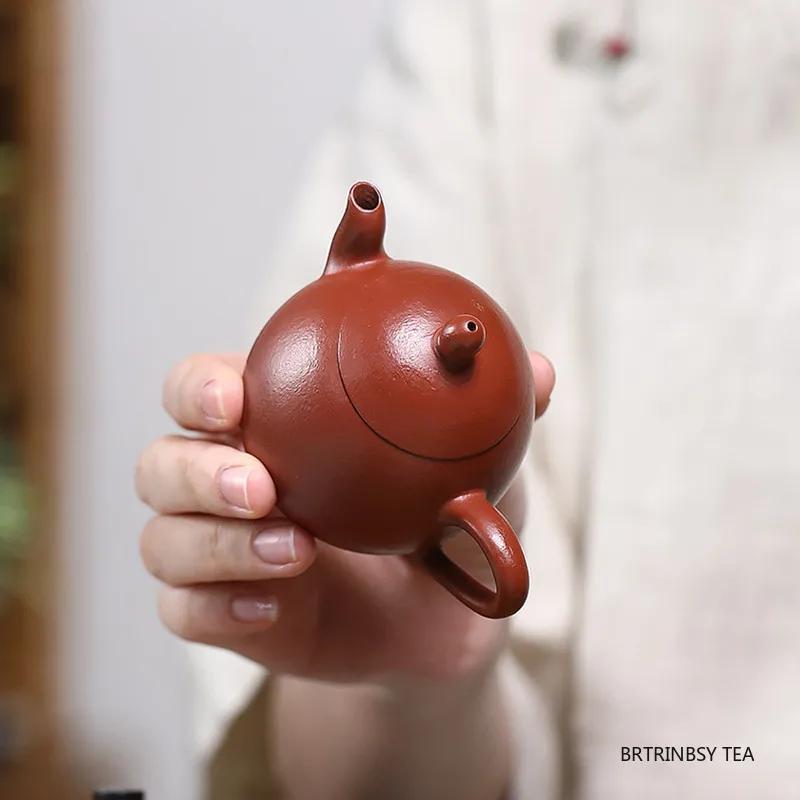 Chinese Tradition Yixing Purple Clay Teapot Handmade Dragon Egg Tea Pot Raw Ore Zhu Mud Kettle Household Zisha Tea Set 90ml