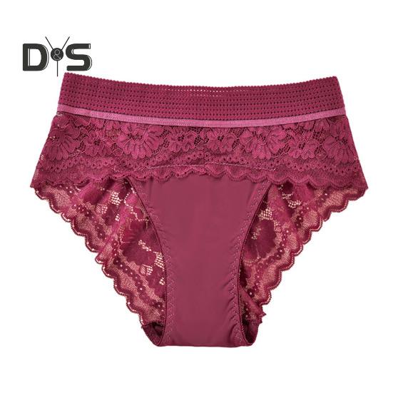 Women Underpants High Waist Hollow Out Lace Soft Breathable Anti Septic Stretchy Moisture Wicking Flower Embroidery Mesh Lady Panties Briefs