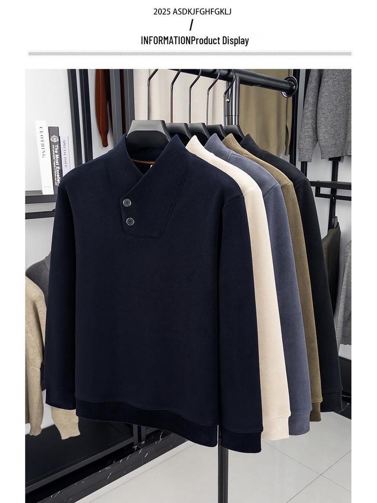 Oli Men's Velvet Scarf Collar Sweatshirt - Stylish, Warm, Thick Base Layer for Autumn/Winter