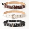 Cool Girl Style Belt 105cm Studded Punk for Women, Faux Leather Grommet Waist Edgy Fashion with Double Prong Buckle, Jean Accessory Music Festival