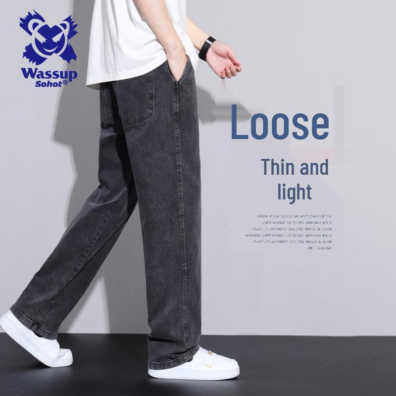 

Wassup Sohot Мужские Дышащие Джинсы Свободного Прямого Кроя XL