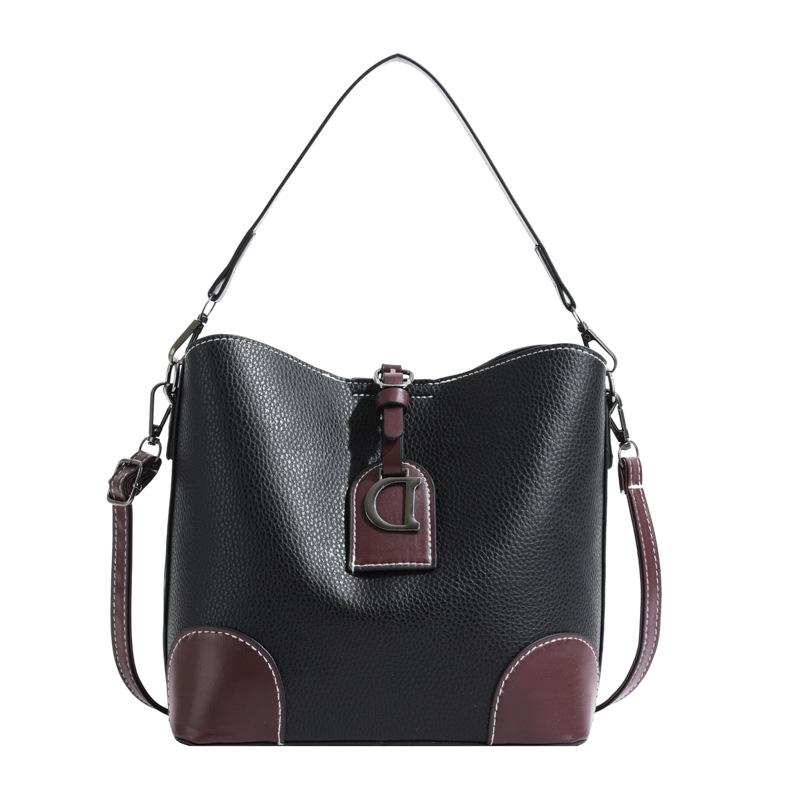 

2024 новая ретро-сумка большой емкости через плечо сумка-мессенджер с текстурой подмышечная сумка иностранный газ контрастный цвет сумка-ведро