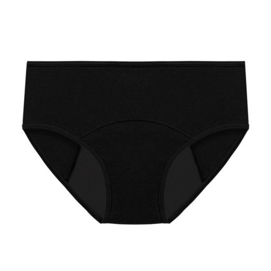 

Хлопковые трусики-хипстеры для женщин, мягкие, с полной посадкой, со средней посадкой, менструальное белье для обильных выделений, непротекаемые, менструальные трусы M чёрный
