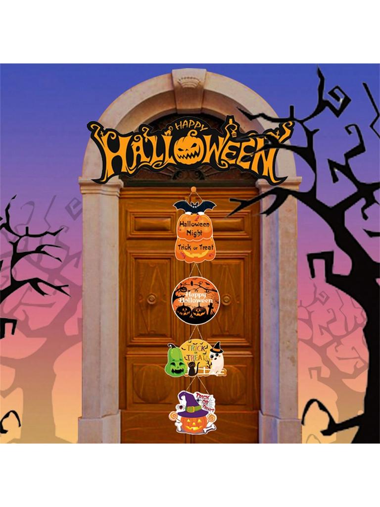 1PC Halloween Party Decoration Festival Theme Pumpkin Scene Door Wall Hanging Props (Bats, Pumpkins