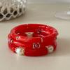 3Pcs/Set Multicolour Beads Resin Bracelet Punk Cuff Bracelet Set New Bamboo Pipe Bangles  Gifts