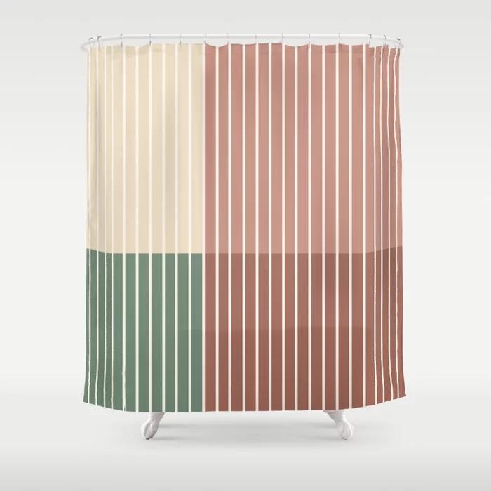 Simple Colorful Line Pattern Bathroom Curtain, Home Decoration, Waterproof Bathtub, Creative Personality Shower Curtain