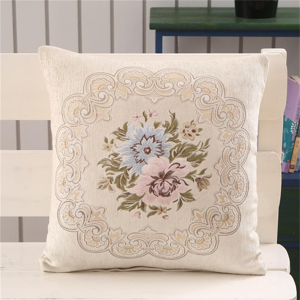 

45x45 см вышивка синелью винтажный цветок пиона домашний диван стул подушка чехол новогоднее украшение бежевый