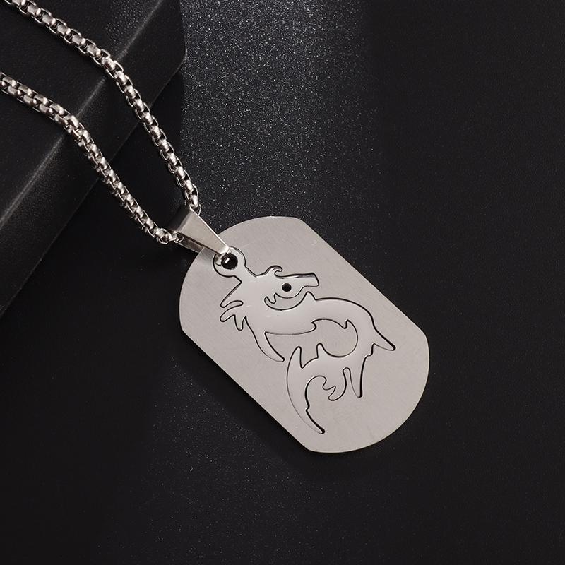 Collana da Uomo con Doppia Medaglietta Rettangolare in Acciaio Inossidabile, Ciondolo Medaglietta Militare in Acciaio Titanio, Gioielli Militari da Uomo