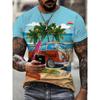 3D digitally printed short-sleeved men's short-sleeve shirt for teenagers, multifunctional and breathable