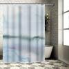 Blurred Watercolor Print Shower Curtain for Bathroom Decor White/Blue/Green Colors 180cm Waterproof Fabric with Metal Hook Rings