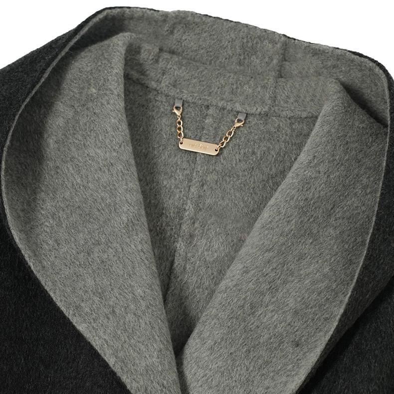 Hooded Double-Sided Long Wool Coat Bathrobe with Tie Waist - Autumn/Winter Korean Fashion Women's Outerwear