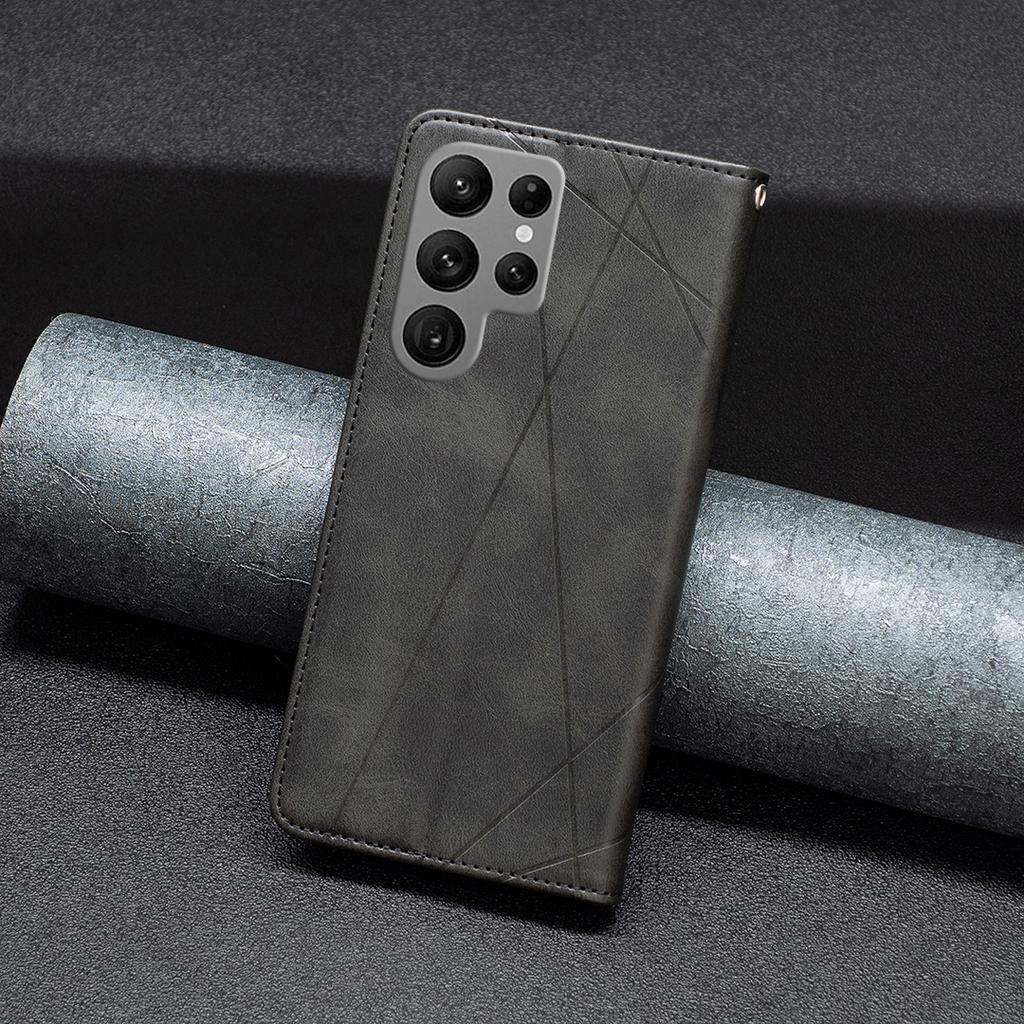 For Samsung Galaxy S24 Ultra Case Magnetic Closing PU Leather Phone Cover with Card Slots