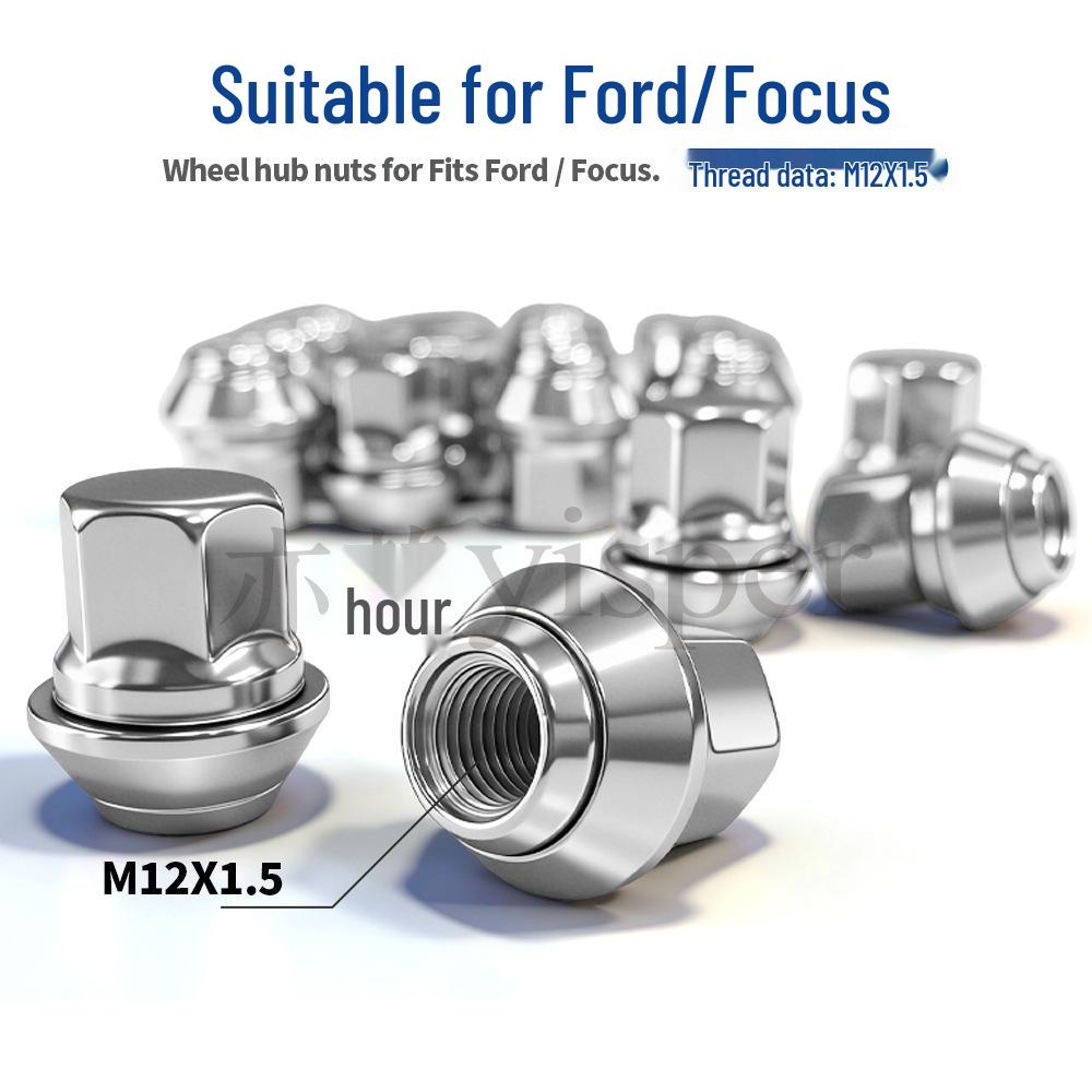 Chrome-Plated M12×1.5 Lug Nut Tapered 19mm Compatible with B-Max & Focus