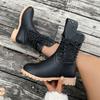Women Ankle Boots Winter Fashion Solid Color Boots Soft Sole Chunky Heel Boots Women Casual Comfortable Non-slip Shoes for Women