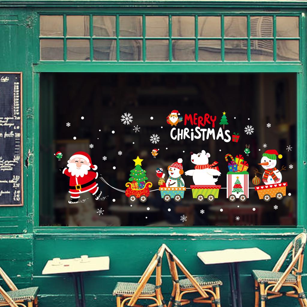 Christmas Wall Sticker Double Sided Glass Ball Hanging Decoration Removable for Door Window Cabinet Living Room Background