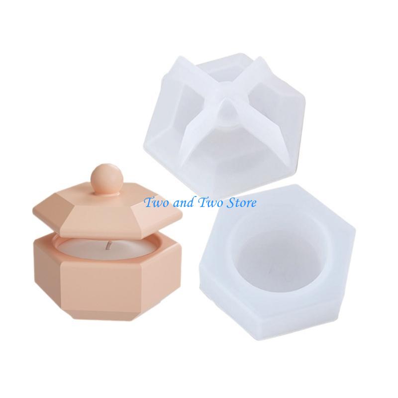 HX6F Cup Molds Silicone Jewelry Box Molds Hexagonal Epoxy Resin Moulds Storage Container Molds Suitable for Home Decor