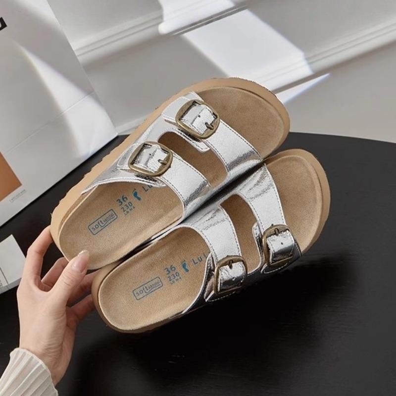 Nowe damskie buty podwyższające na grubej podeszwie i miękkie skórzane kapcie