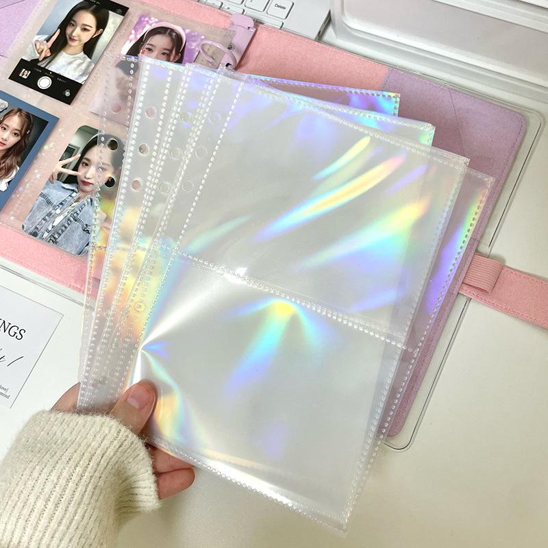 A5 Laser Star Transparent File Holder Notebook 6 Hole Loose Leaf DIY Goll card Album Binder Rings PVC Storage Binding Folder