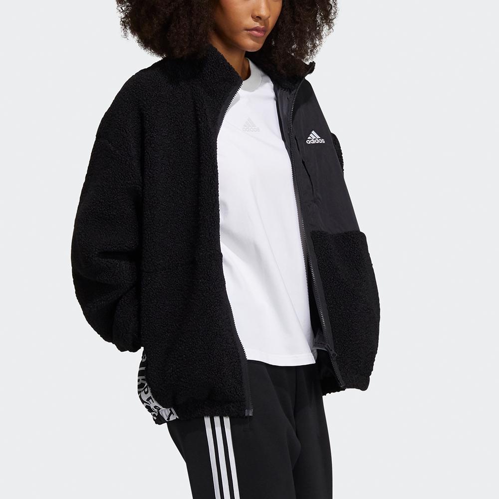 adidas Kurtka Boa Casual Sportowa Stójka Odzież Wierzchnia Kobiety Odzież Wierzchnia Czarna HD0364