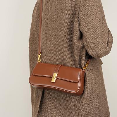 Women's Genuine Leather Shoulder Bag  Crossbody Bags  High-Quality Tote  Girls Baguette