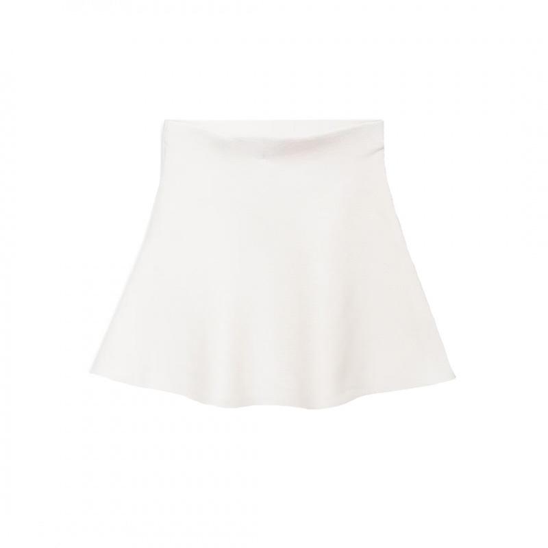 Spring 2026 European & American Style White Stretchy Knit Waist-Cinching Mini Skirt Large белый