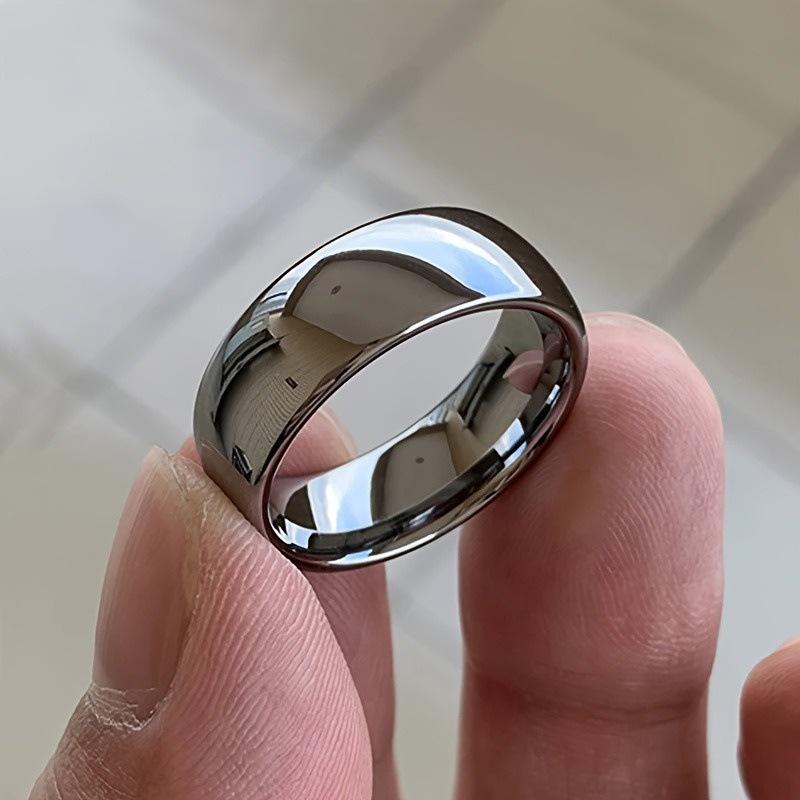 Simple Polished Round Arc Plain Band Ring Couple Rings