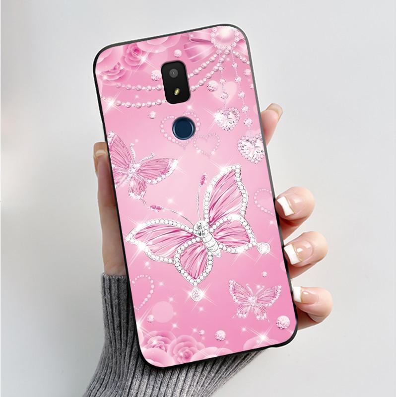 For AT&T Motivate 2 Motivate 3 Cricket Splendor Icon 3 Phone Case Fashion Butterfly Flower Black Soft Silicone Back Cover Funda