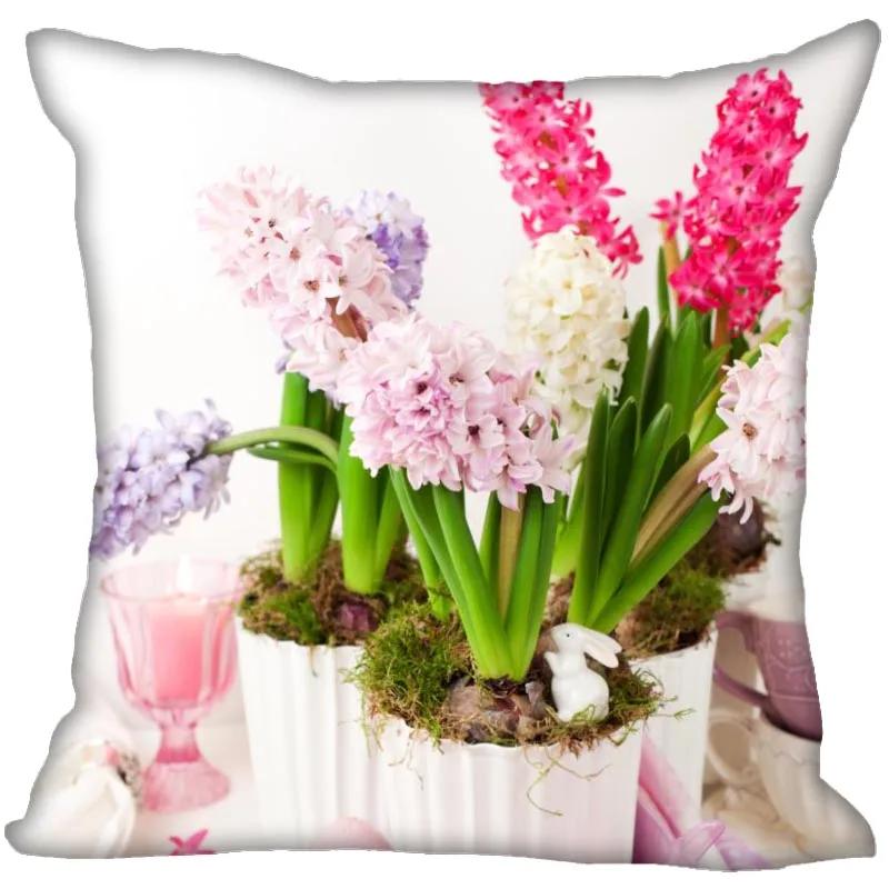 Hyacinth Flowers Pillow Case For Home Decorative Satin Pillows Cover Invisible Zippered Throw PillowCases 45X45cm 11-4