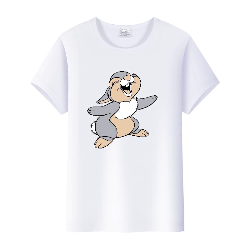 Kawaii Clothes Y2K Tshirt Plus Size Tops Unisex Cartoon Bambi Thumper Graphic T-shirt Summer Blouses White Tees