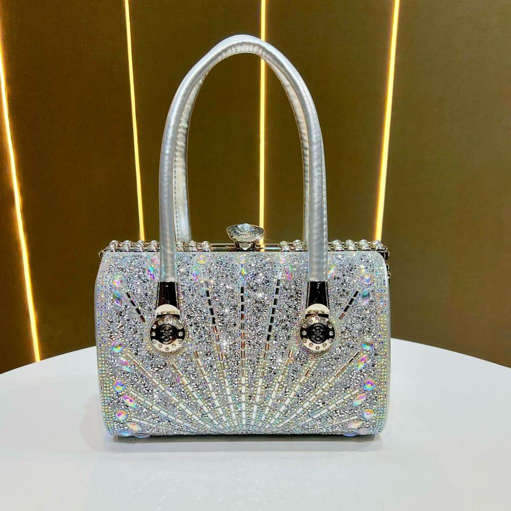 Bolso de Noche Brillante 2024 para Mujer, Bolso de Mano de Lujo con Pedrería para Boda, Bolso de Hombro de Gran Capacidad para Fiesta de Graduación