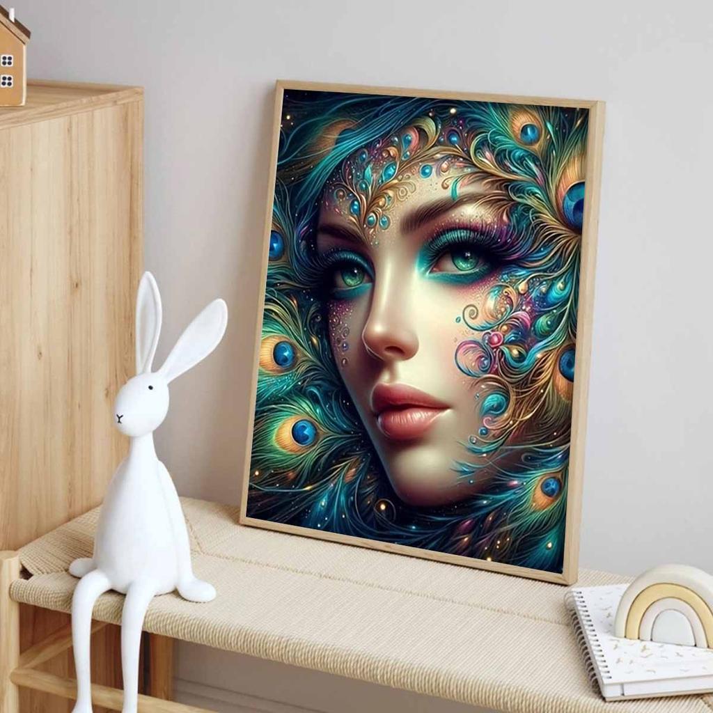 Peacock Gemstone Diamond Painting Art Piece Set, 5D DIY Round Rhinestone Cross Stitch Crafts and Crafts Decorative Mural Gifts