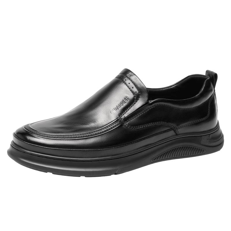 Qianbaidu Men s Slip-On First-Layer Cowhide Casual Business Shoes 39