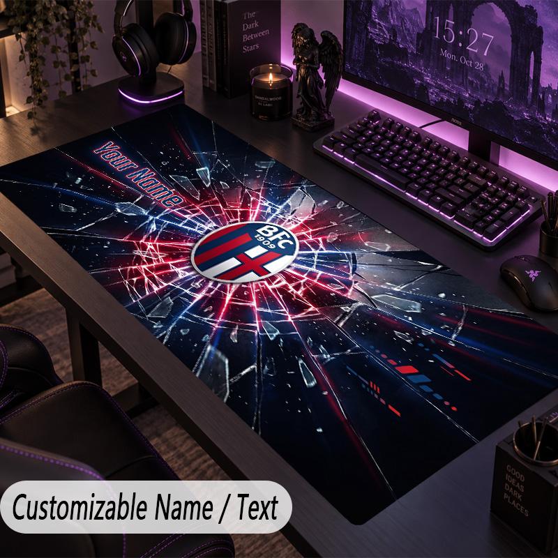 Custom Text Big Mousepad, Extended Desk Pad For Laptop Work GameBologna FC