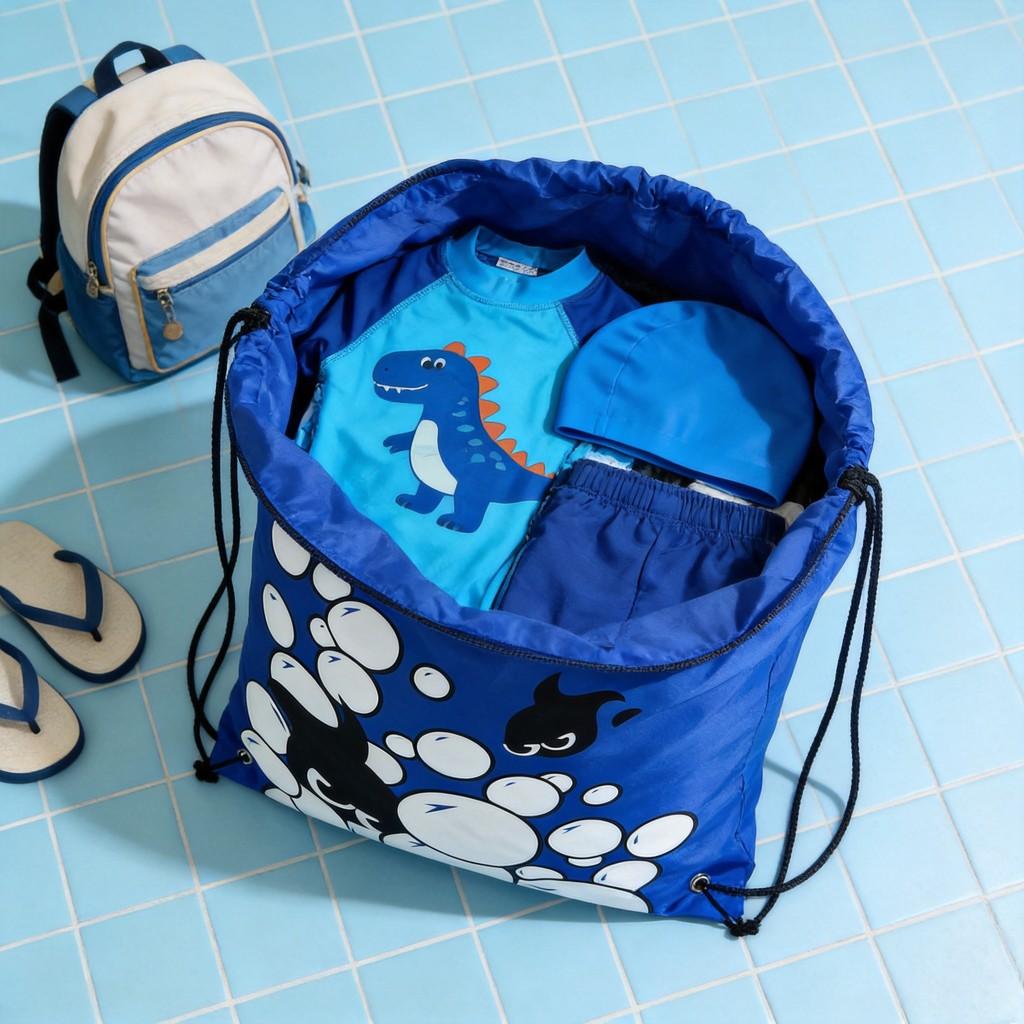 Childrens Cartoon Fish Drawstring Swim Bag With Polyester Material For Water Sports
