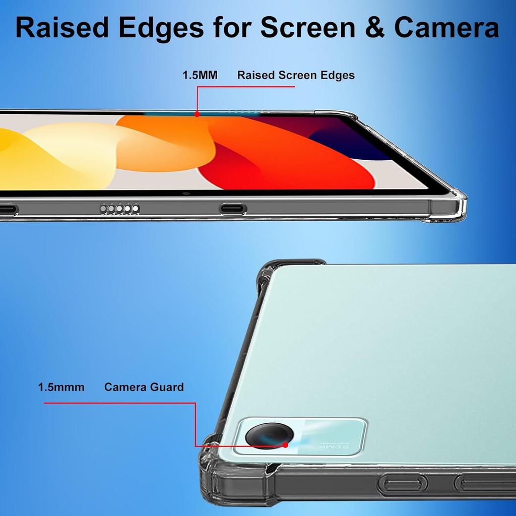For Xiaomi Redmi Pad SE TPU Case Anti-drop Cover+2Pcs Tempered Glass Tablet Screen Film