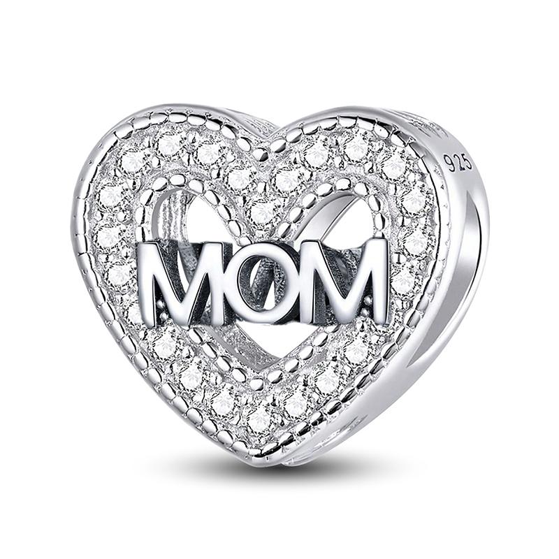 Copper Pendants Zircon Pink Love Heart Charms Beads Fit Original Pan Bracelet Bangles Diy Jewelry For Women