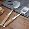 Wooden Handle Wok Spatula 304 Stainless steel spatula cooking Utensils spoon long handle Large Size turner Fried Steak Shovel