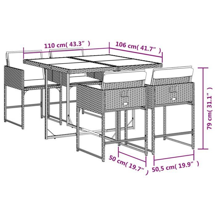 VidaXL 5-Piece Garden Dining Set with Cushions, Table and Folding Back Chairs, Outdoor Patio Furniture 3211257