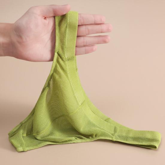 3Pcs Men Sheer Mesh Thongs Breathable Low Waist Sexy Underpants Solid Color Tight Fitting Thong Briefs for Daily Wear