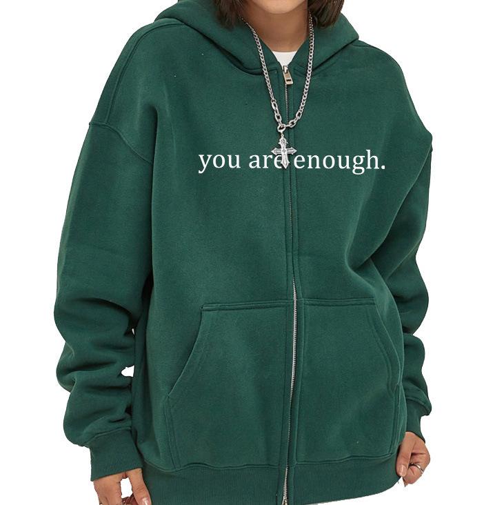 Women's Oversized Hooded Sweatshirt - Cute Autumn Jacket with Drawstring & Zipper for Teen Girls
